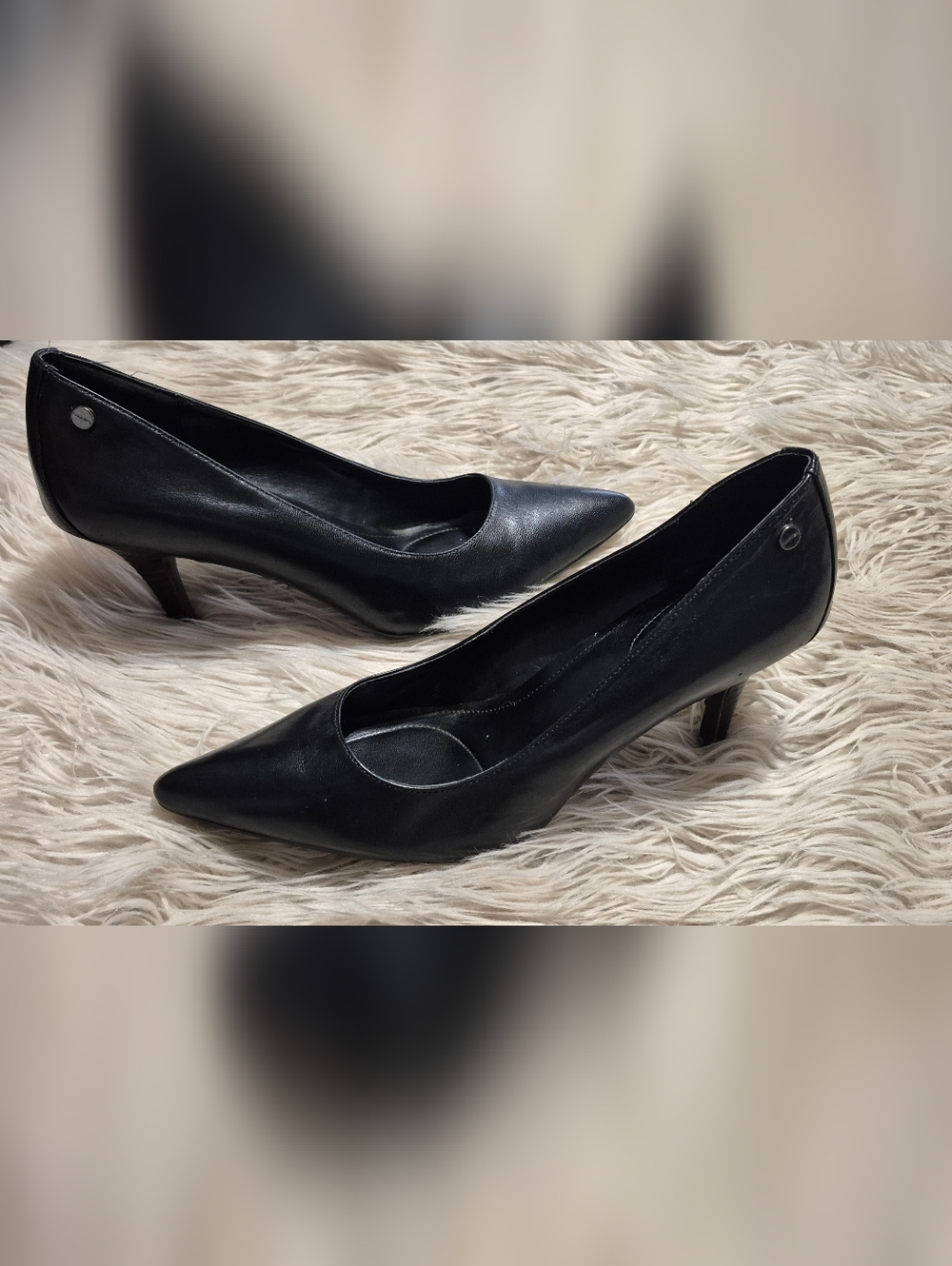 Calvin Klein Black Pointed-Toe Low Heel Pumps